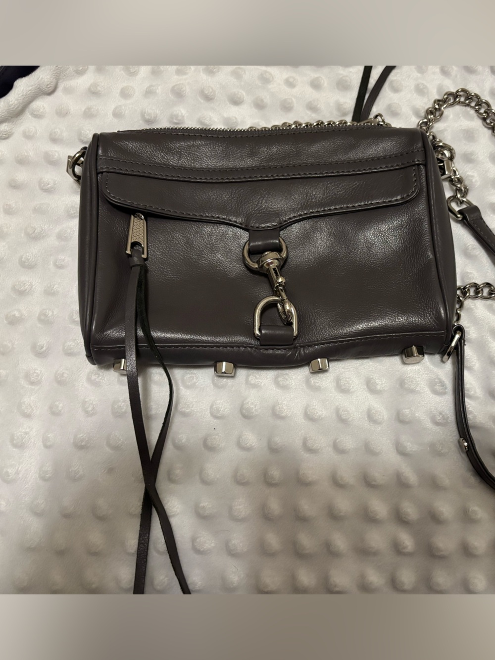 Rebecca Minkoff Dark Gray Leather Crossbody with Chain Strap